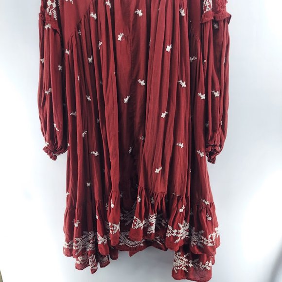 FREE PEOPLE BOHO TIER DRESS BALLON SLEEVE SIZE SMALL - Picture 12 of 14